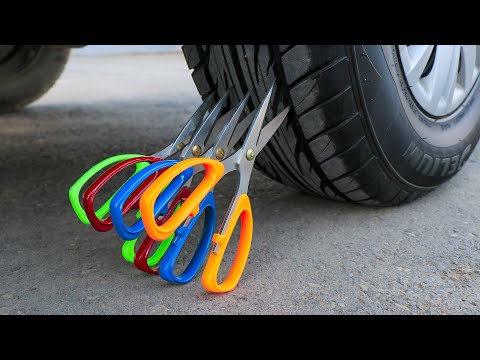 Crushing Crunchy & Soft Things by Car! - EXPERIMENT: CAR vs SCISSORS