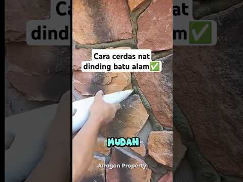 Cara cerdas nat dinding batu alam #construction #fyp #fypシ゚viral #fypshort #short
