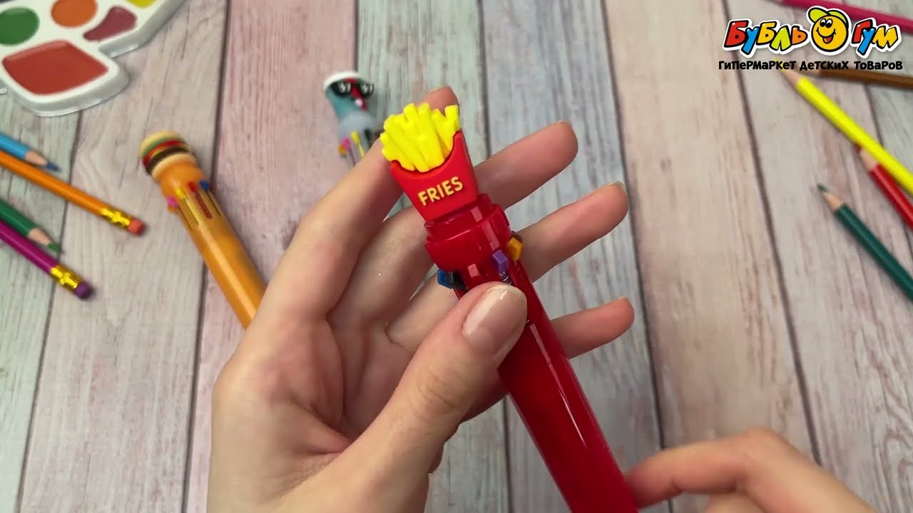 Ручка JUNGER автоматическая 10 в 1 Фастфуд в ассортименте - видео