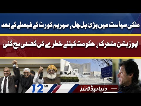 Opposition In-Action Against Imran Khan | Dunya News Headlines 12 AM | 8 April 2022