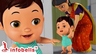 చిన్న చిన్న వర్షపు చినుకులు-Baby Playing in Rain | Telugu Rhymes for kids | Infobells #telugurhymes