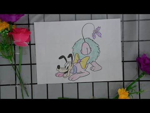 Complete the painting of the dog Pluto wearing clothes