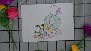 Complete the painting of the dog Pluto wearing clothes