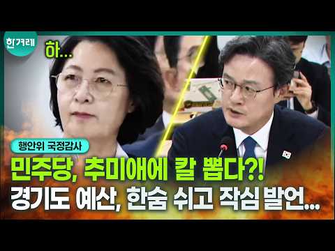 추미애 ‘당정 갈등’ 질문에 해탈 미소 후 쏟아낸 말?! 경기도 예산 질의에 팽팽한 대립 ㅣ 행안위 국정감사-경기도
