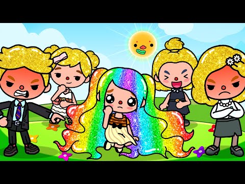 The Golden Hair Family Hates Me Because I Have Rainbow Hair | Toca Life Story | Toca Boca
