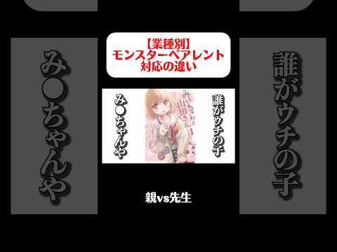 【業種別】モンスターペアレント対応の違い#アフレコ #あるある #教師 #保育士 #幼稚園
