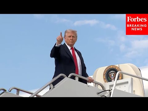 YouTube video thumbnail: President Trump Departs Joint Base Andrews En Route To New York City To Watch The Yankees