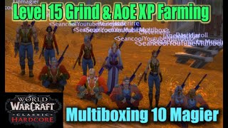 WoW Classic Hardcore - EU PVE Soulseeker Multiboxing 10x Mages 🛑 Level 15 XP grind and questing