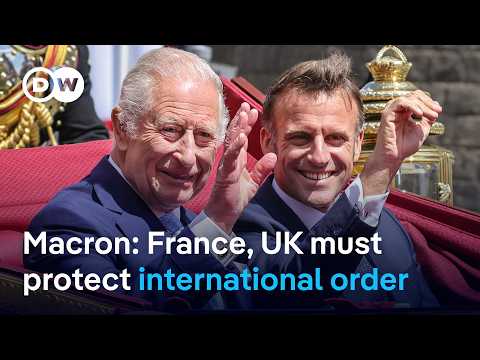 YouTube video thumbnail: Macron in UK: 'We Have to Work Together in Order to Defend an Efficient Multilateralism'