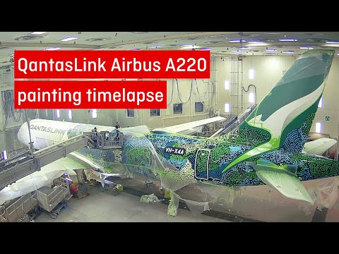 Painting timelapse of QantasLink Airbus A220 'Minyma Kutjara Tjukurpa'