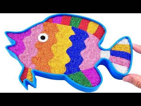 Satisfying Video l How to make Fish with Mixing Glossy Slime Cutting ASMR l RainbowToyTocToc