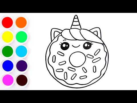 Como Dibujar y Colorear Una Dona Unicornio - Dibujos Fáciles Paso a Paso