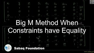 Big M Method When Constraints have Equality