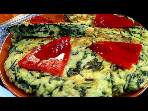 Tortilla Faccil ,, 4 ingredientes ,, pure, cebolla, espinacas y huevos //Cocinando paso a paso