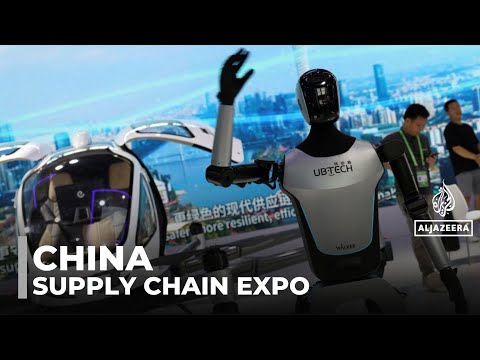 YouTube video thumbnail: China Showcases AI Prowess at Supply Chain Expo Amid US Trade Tensions