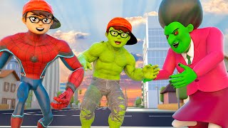 Nick Hulk and Nick Spiderman Fight With Miss T Zombie |  Scary Teacher Unicorn 2025