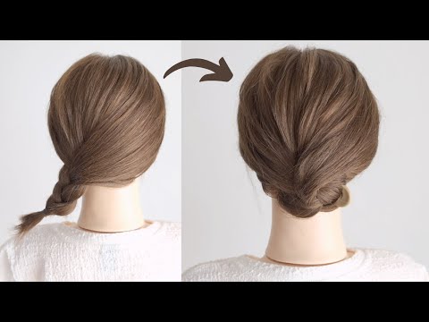 [ミディアムヘアの簡単ヘアアレンジ]ヘアゴムとU字型かんざしで出来るまとめ髪 / Easy Hairstyles with Chop Sticks