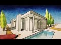 Drawing a Modern House in Two-Point Perspective
