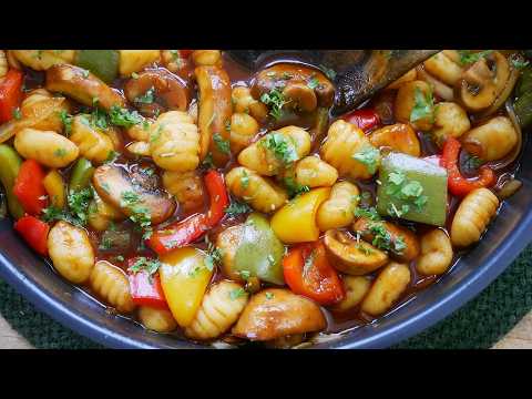 Gnocchi Topf "Süß Sauer" mit Pilzen & Paprika | Rezept | Veggie | Schnell | Einfach | Vegetarisch