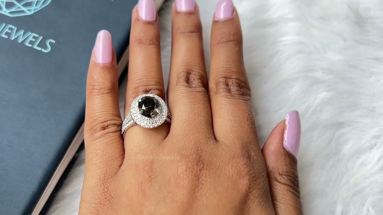 Halo Black Oval Diamond Engagement Ring