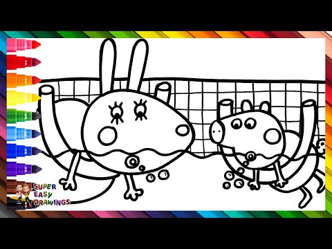 Draw and Color Peppa Pig in a Swimming Class 🐷🏊‍♀️🐰 Drawings for Kids