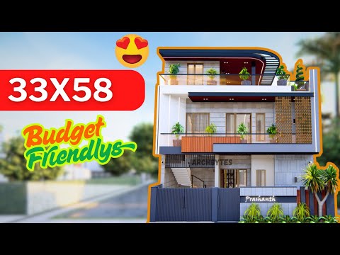 33x58 Feet Modern House Design 3D: 6 Bed Rooms |10X18 Meters| 2 Floors | 2 Brothers House| Archbytes