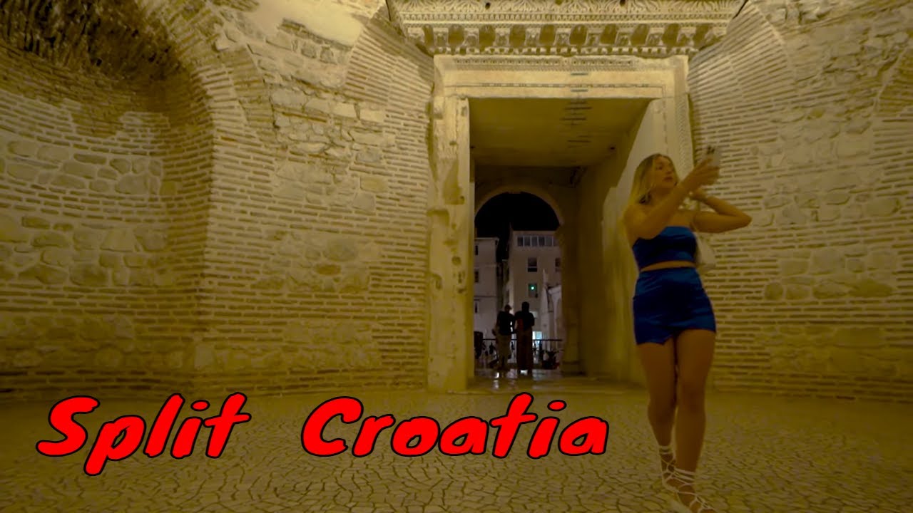Nightlife in Split Croatia Diocletian´s Palace walking tour 4K