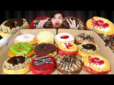 VIRAL 😱 MUKBANG DONAT BERBAGAI MACAM VARIAN COKLAT, RED VELVET, MATCHA