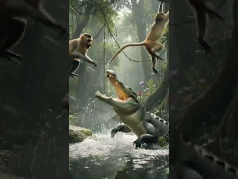 😱🐊Crocodile cant catch🐒❤️#shorts#ytshorts#youtubeshorts#viral#reels#shortsfeed#trending#fun #explore