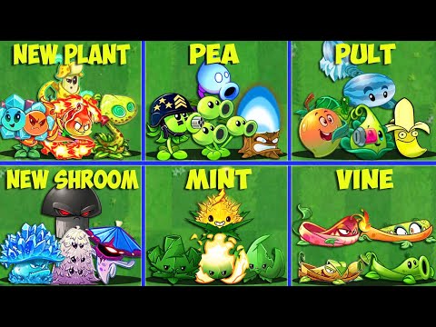 6 Team NEW x PEA x PULT x SHROOM x MINT x VINE Battlez - Who Will WIn? - PVZ 2 Gameplay