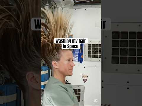 Astronaut washes hair in space #science #space #astronomy #physics