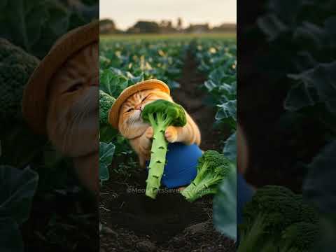 Cute Cat Growing and Eating Broccoli 🐱🥦