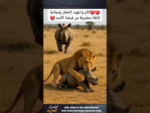 الأم واجهت الخطر بشجاعة لإنقاذ صغيرها من قبضة الأسد