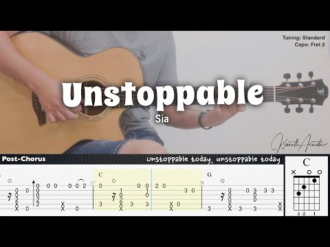 Unstoppable - Sia | Fingerstyle Guitar | TAB + Chords + Lyrics