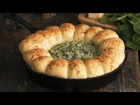 Skillet Bread Four Cheese Spinach Dip