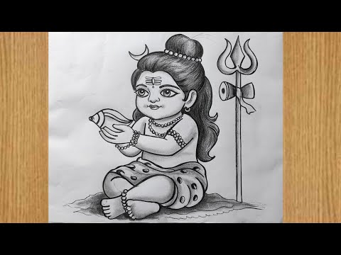 how to draw cute lord shiva with pencil sketch for maha shivratri special,shiv thakur drawing,