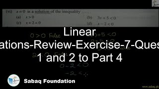 Linear Equations-Review-Exercise-7-Question 1 and 2 to Part 4