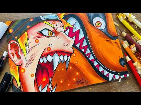 Como Desenhar o NARUTO e a KURAMA - Super Fácil - Mesclando cores e Tons