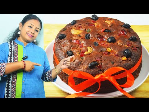 Super Easy Rich Eggless Christmas Fruit Cake Recipe In Pressure Cooker  - Cake Without Oven & OTG