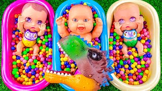 Satisfying Video l Mixing Skittles Candy & Magic M&M's with Rainbow Slime Cutting ASMR in 3 BathTubs