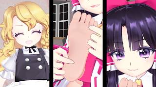 【くすぐり】The Touhou Project Kirisame Marisa and Hakurei Reimu tickling【東方