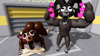 DEER WOMAN STUCK? MUSCLE RAM FALL IN LOVE in 99 NIGHTS BARRY’S PRISON RUN! #roblox #obby