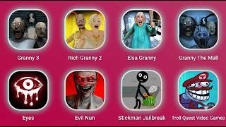 Granny 3 Hot Air Balloon, Rich Granny, Elsa Granny, Granny The Mall, Eyes The Horror Game, Evil Nun