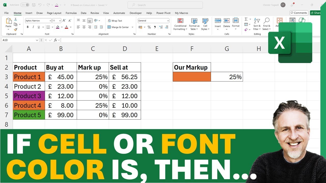 IF Cell or Font is Colour X (eg Red) – Then Return Value or Formula | Cell Colour Formula Excel