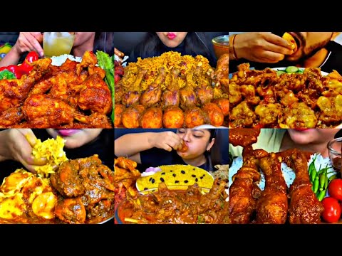 ASMR EATING SPICY CHICKEN CURRY, MUTTON CURRY, BIRYANI | BEST INDIAN FOOD MUKBANG |Foodie India|