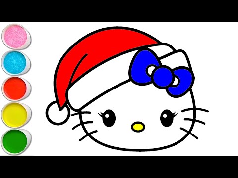 Çocuklar İçin Kolay Ve Sevimli Hello Kitty Resmi Çizimi Ve Boyama, Yılbaşı Resmi Çizimi