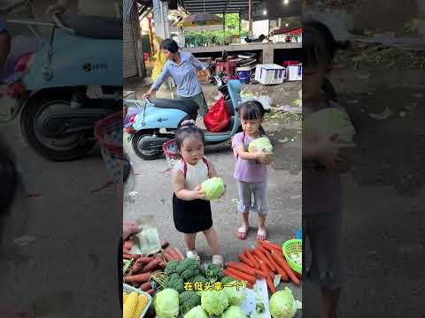 Human baby went to buy the cabbage.