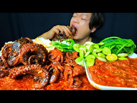 HAMPIR GAGAL!! MUKBANG GURITA JUMBO DAN BABY GURITA MASAK SAOS PEDAS