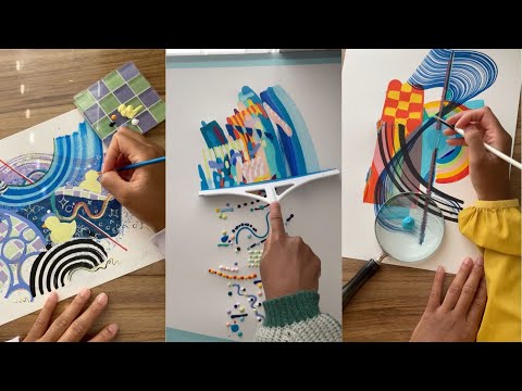 abstract painting scrape art compilation + notepad reveal