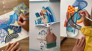 abstract painting scrape art compilation + notepad reveal